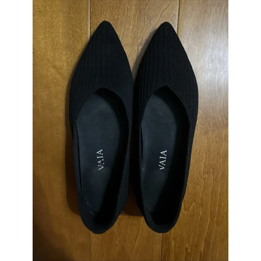 VIVAIA Aria 5° Black Pointed Toe Knit Ballet Flats Women’s EU 38.5 US 8